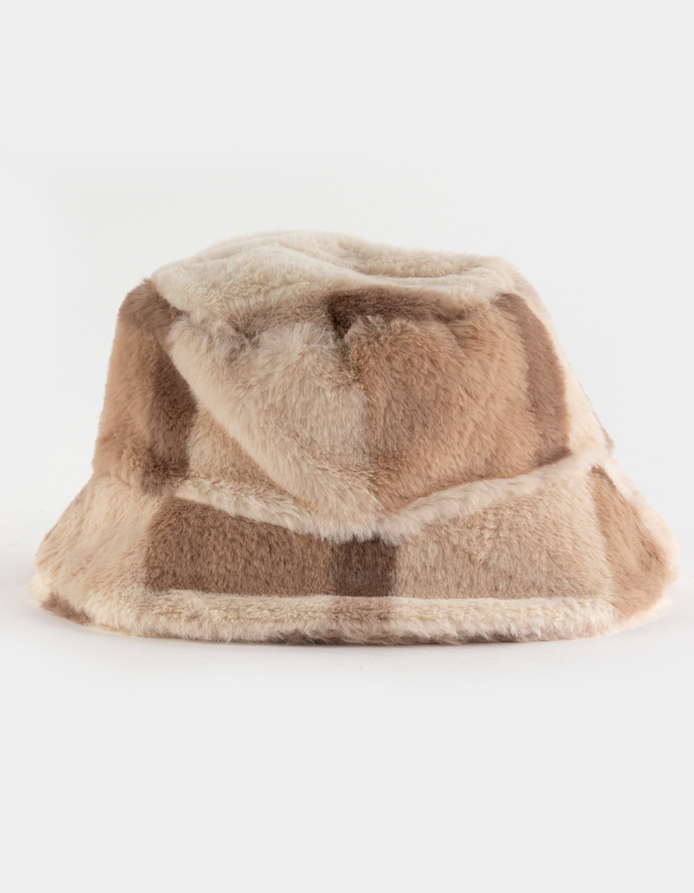 Plaid Faux Fur Womens Bucket Hat - BROWN COMBO | Tillys