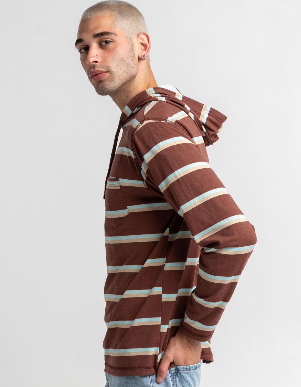 RSQ Striped Mens Hooded Tee - RUST | Tillys