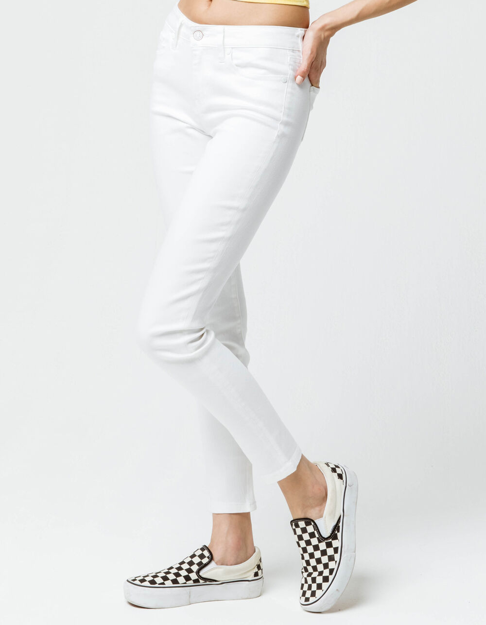 CELEBRITY PINK Mid Rise White Womens Denim Skinny Jeans - WHITE