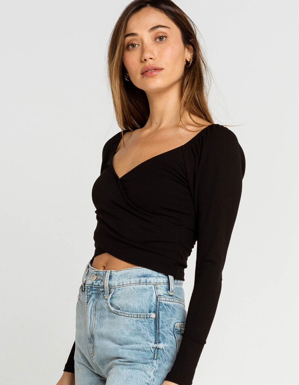 WEST OF MELROSE This Will Surplice Womens Top - BLACK | Tillys