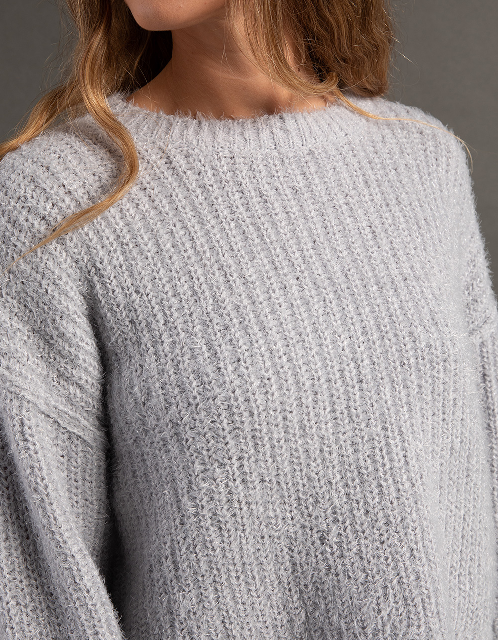 RSQ Womens Crop Lurex Pullover Sweater - LIGHT GRAY | Tillys