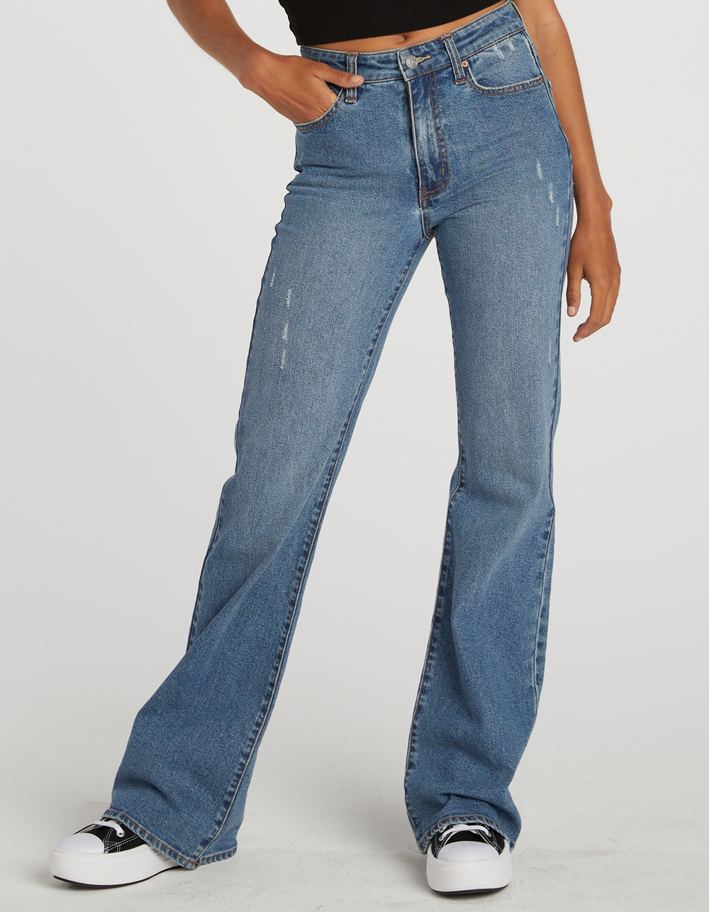 RSQ Womens Low Rise Flare Jeans - MEDIUM WASH, Tillys