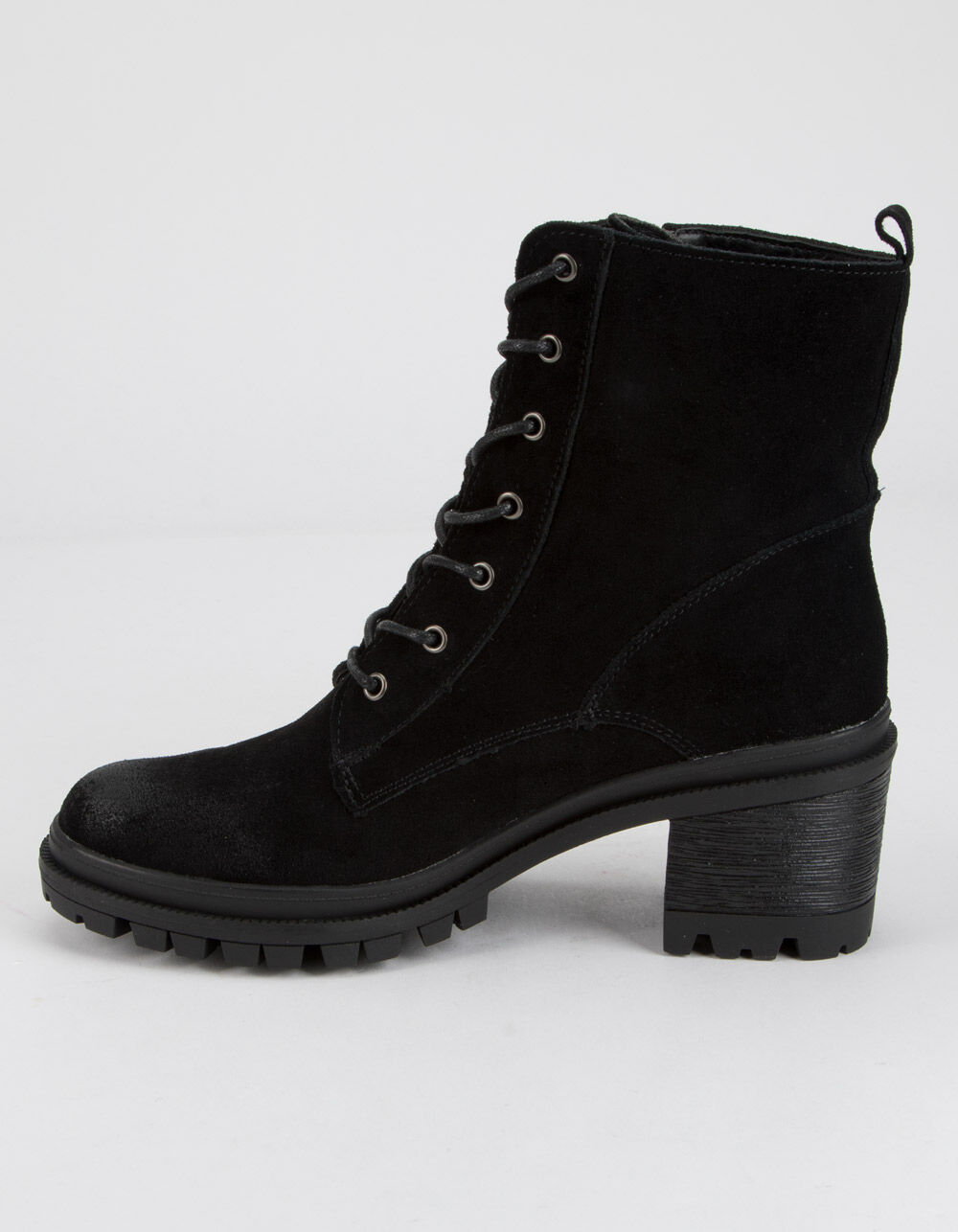 WILD DIVA Suede Lace Up Lug Womens Boots - BLACK | Tillys