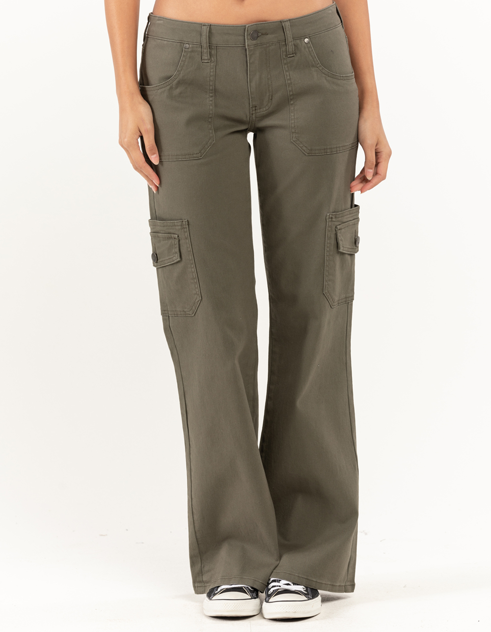 RSQ Girls Low Rise Cargo Flare Pants - OLIVE