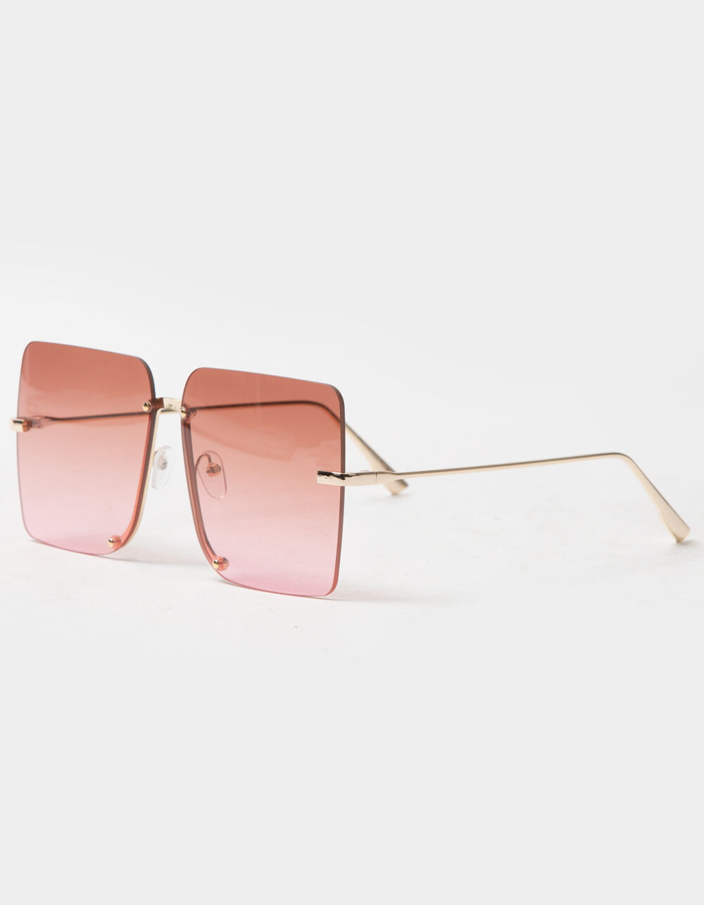 BLUE CROWN Retro Square Rimless Sunglasses - PINK COMBO | Tillys