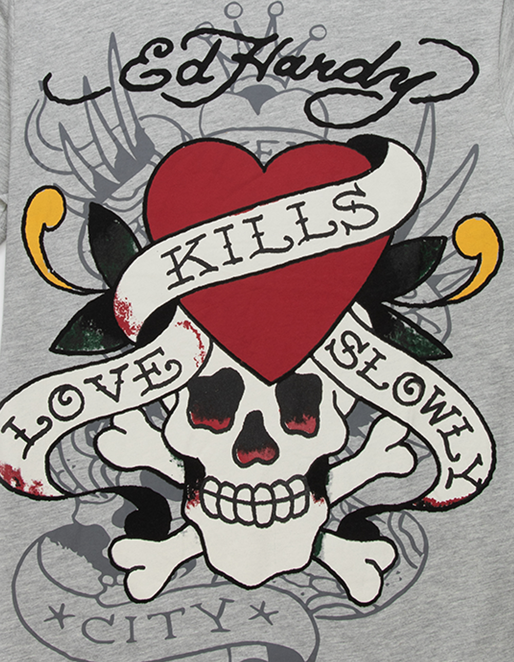 ED HARDY Love Kills Slowly Skull Mens Tee