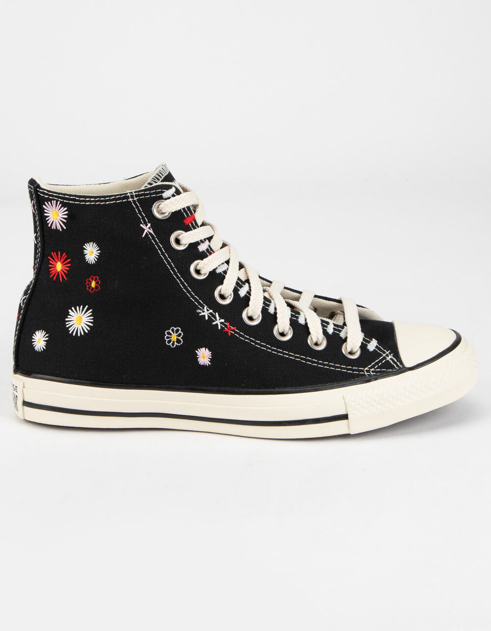 Converse Chuck Taylor All Star Lift hi sneakers with flower embroidery in  black
