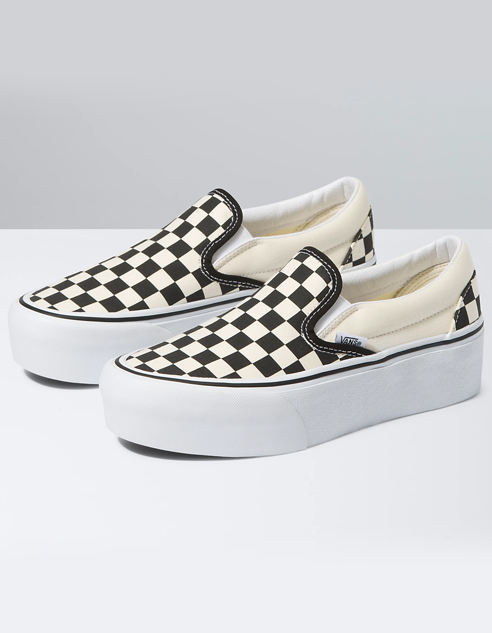 VANS Checkerboard Slip-On Stackform Womens Shoes - BLK/WHT | Tillys
