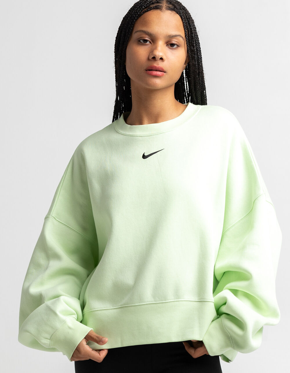 NIKE Sportswear Essential Womens Crop Crew Sweatshirt - CELERY | Tillys