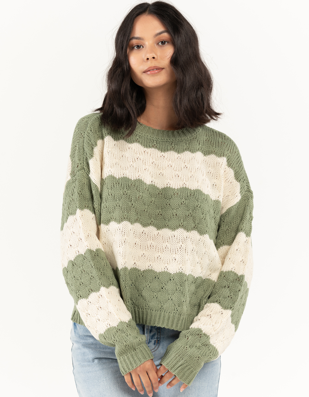 RSQ Womens Bubble Stitch Pullover Sweater - GREEN | Tillys
