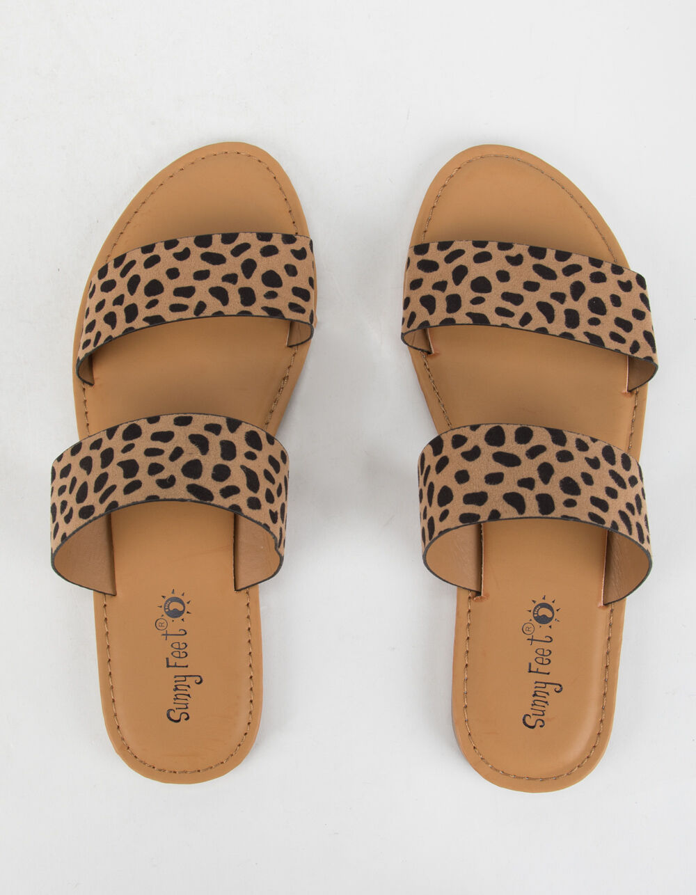 SUNNY FEET 2 Strap Womens Slide Sandals - CHEETAH | Tillys
