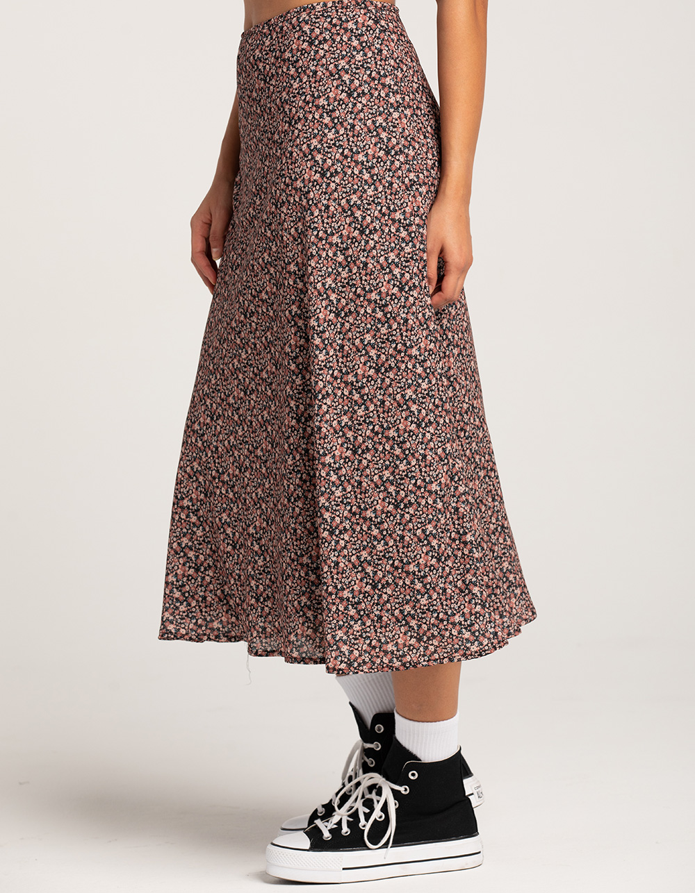RSQ Womens Low Rise Ditsy Midi Skirt - BLACK COMBO | Tillys