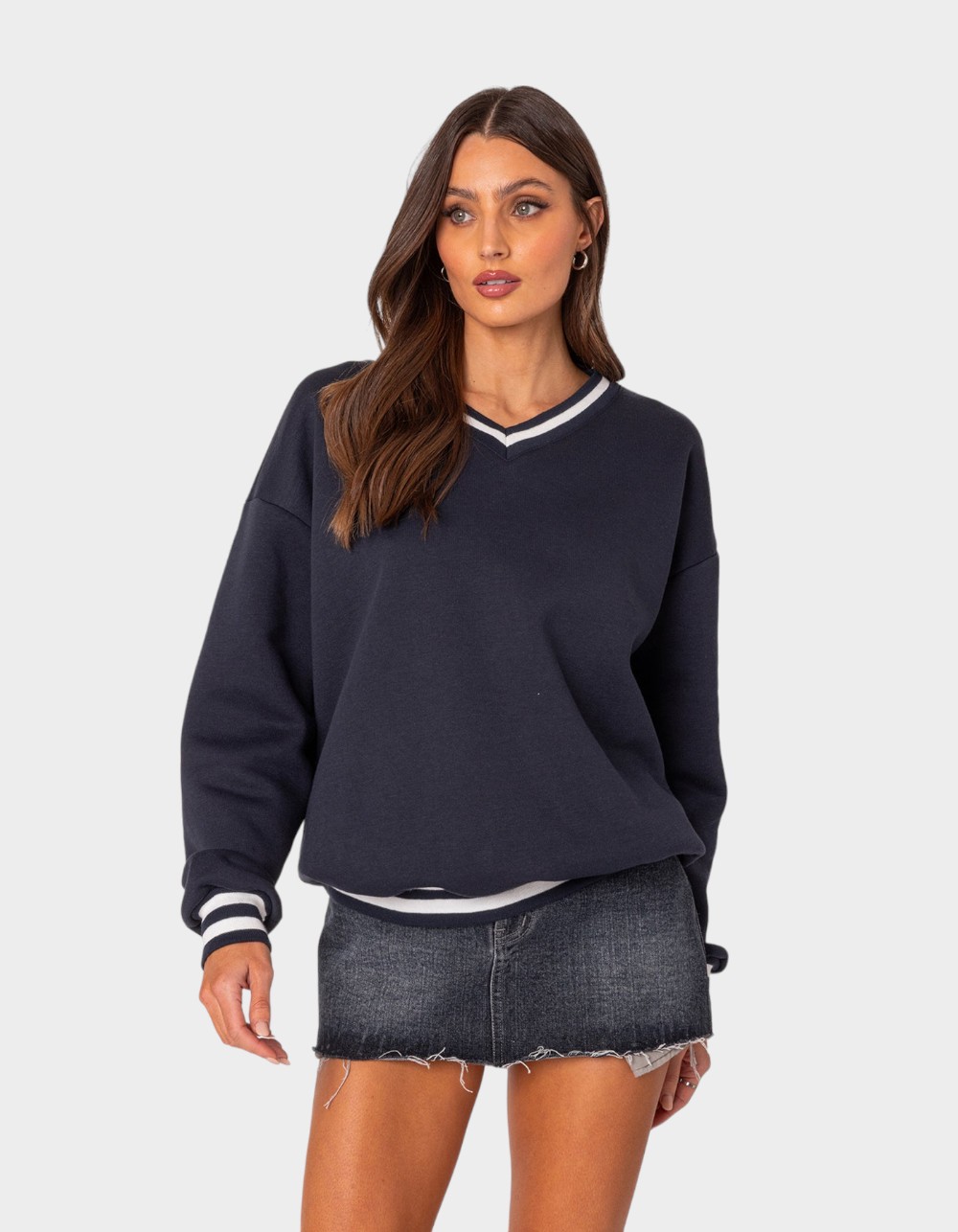 RSQ New York Girls Oversized Crewneck Sweatshirt - BROWN