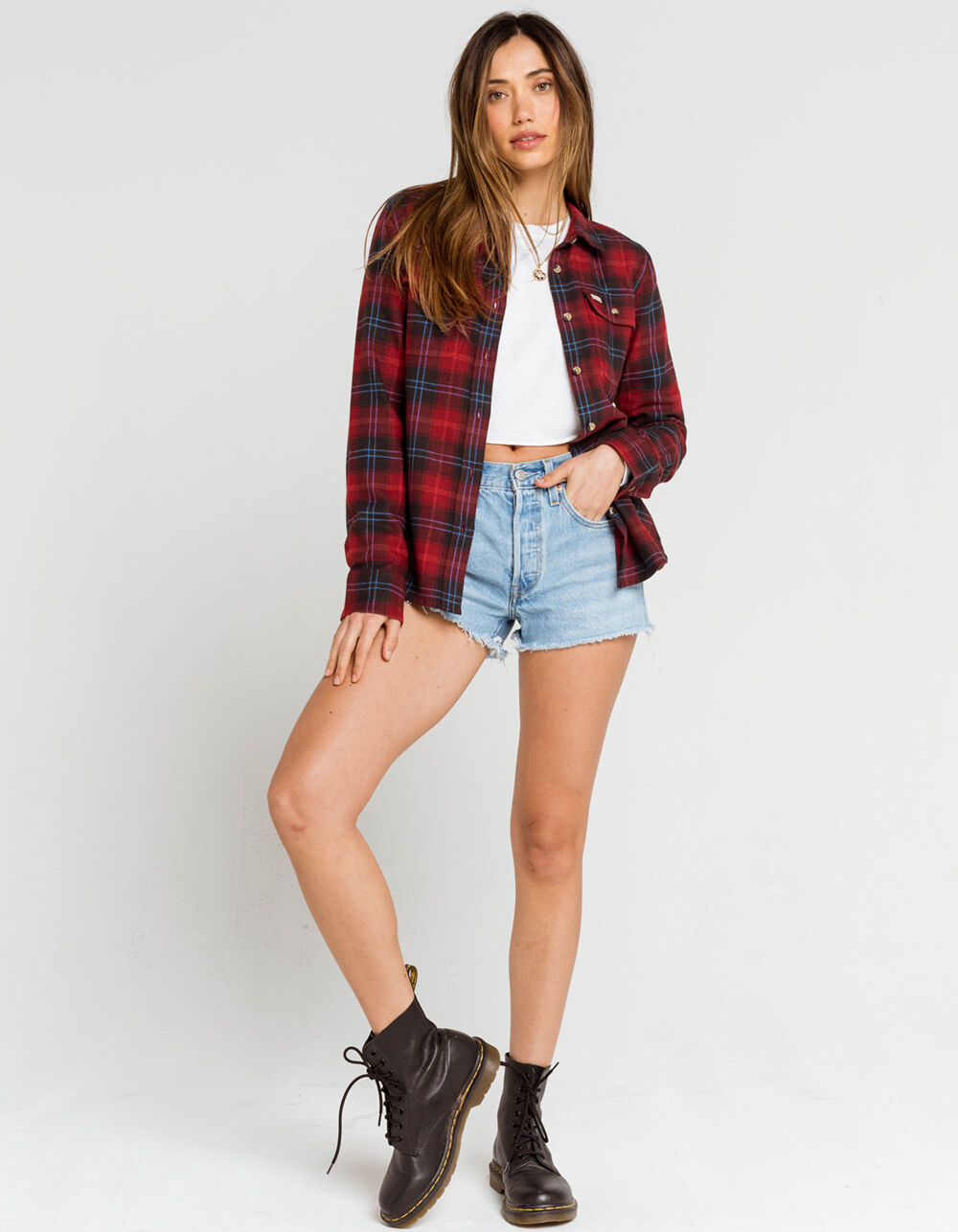 BRIXTON Bowery Womens Red Flannel Shirt - RED COMBO | Tillys