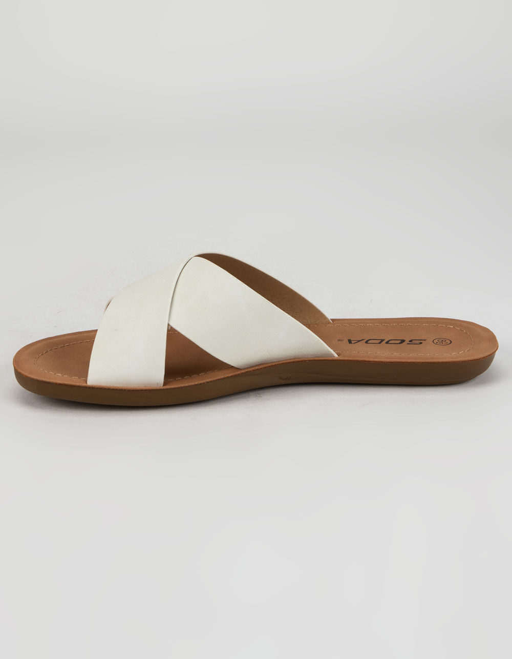 SODA Crisscross Womens White Slide Sandals - WHITE | Tillys