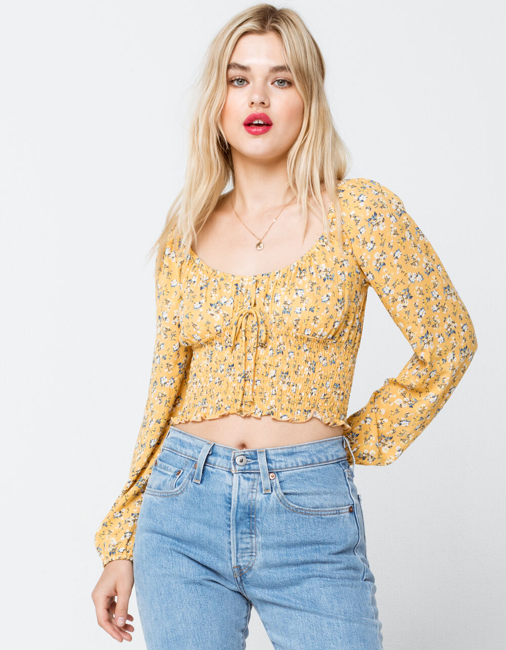 MILEY & MOLLY Ditsy Emma Womens Yellow Top - YELLOW | Tillys