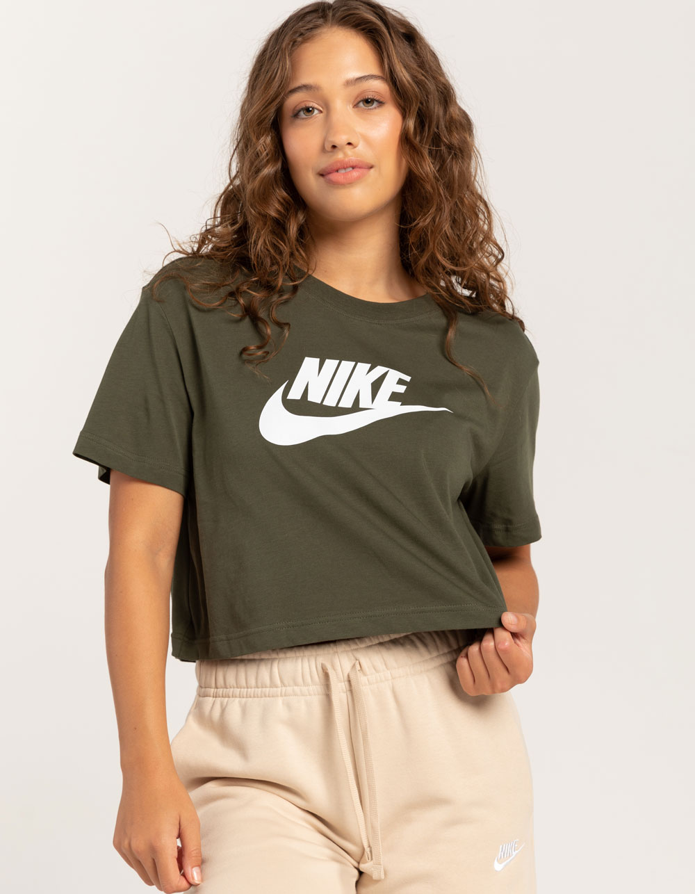 NIKE Sportswear Essential Womens Crop Tee - OLIVE | Tillys