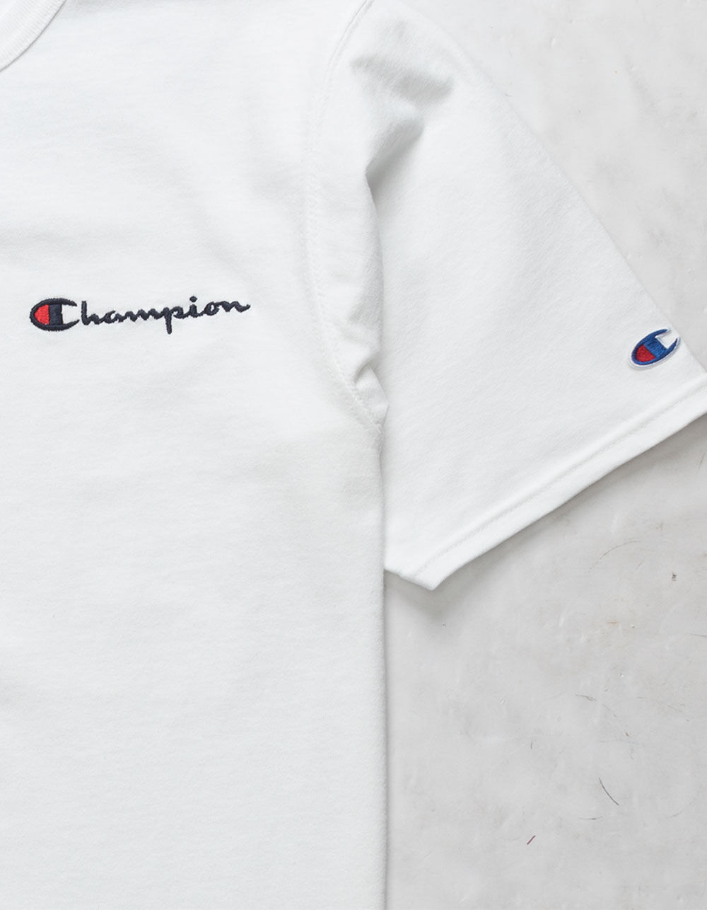 CHAMPION Embroidered Script Logo White Mens T-Shirt - WHITE | Tillys