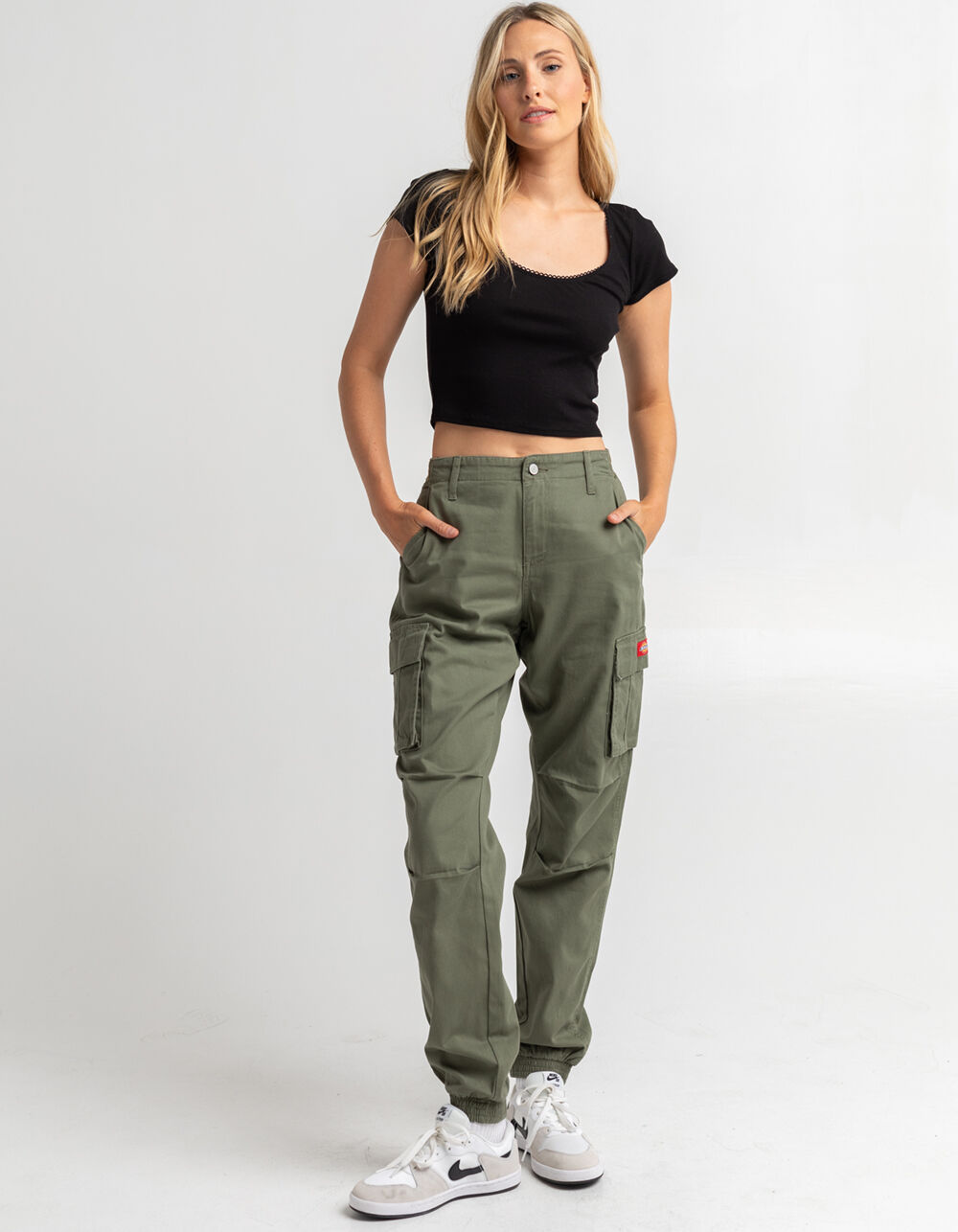 Dickies Women's Cropped Cargo Pant Olive Green – The Source
