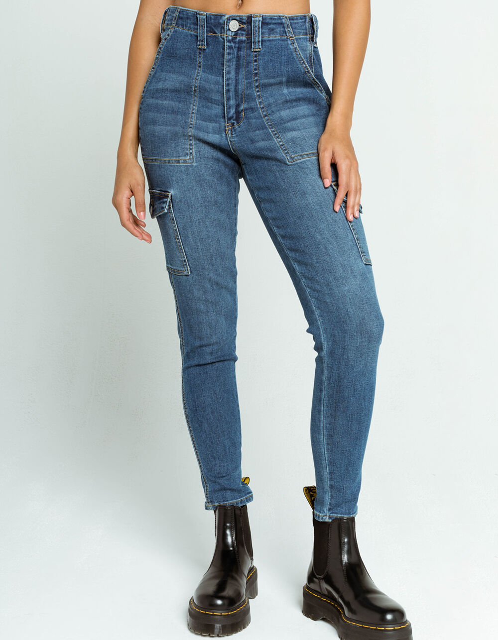 DICKIES Cargo Utility Womens Skinny Jeans - MEDIUM FADE | Tillys