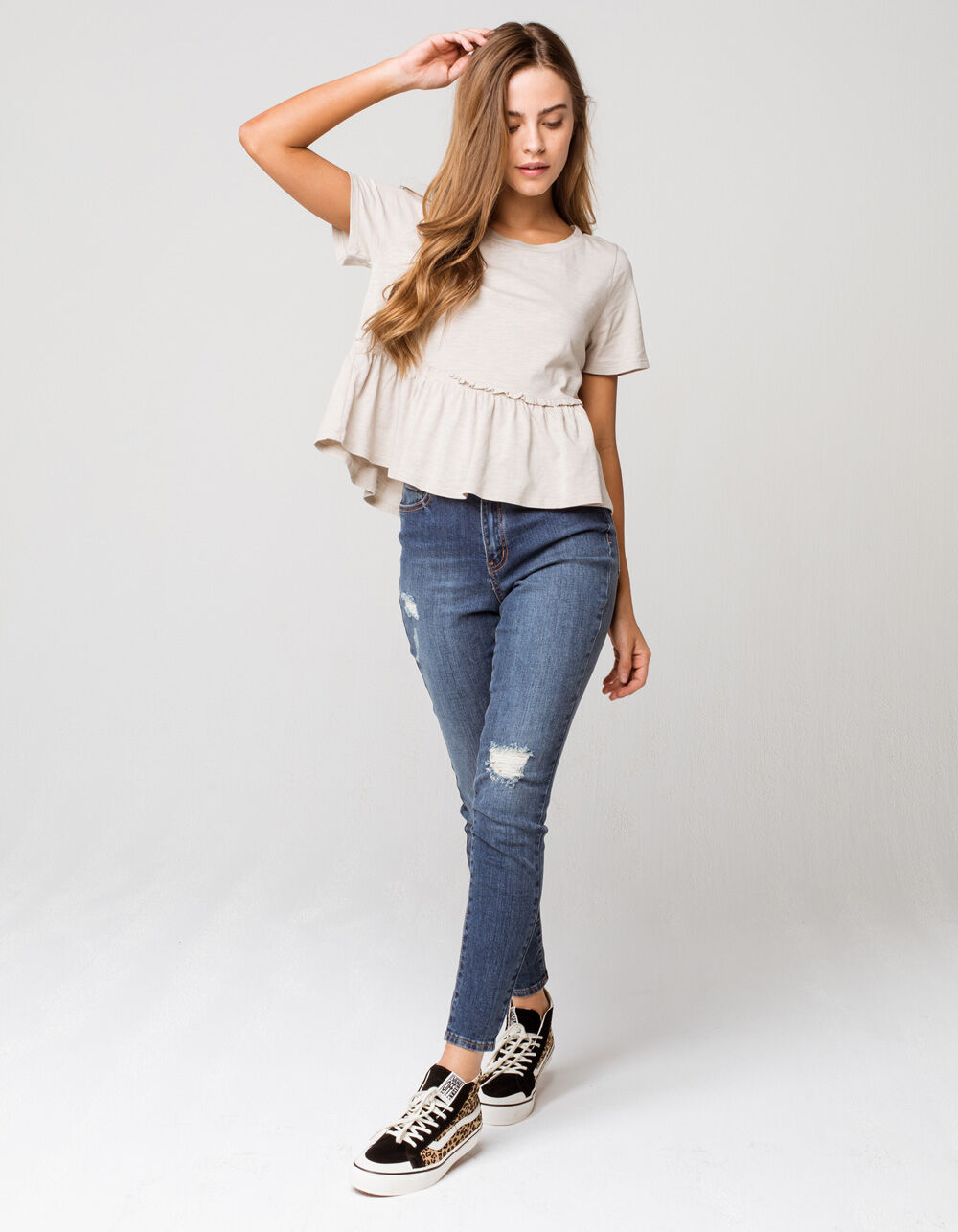 COCO & JAIMESON Womens Babydoll Top - TAUPE | Tillys