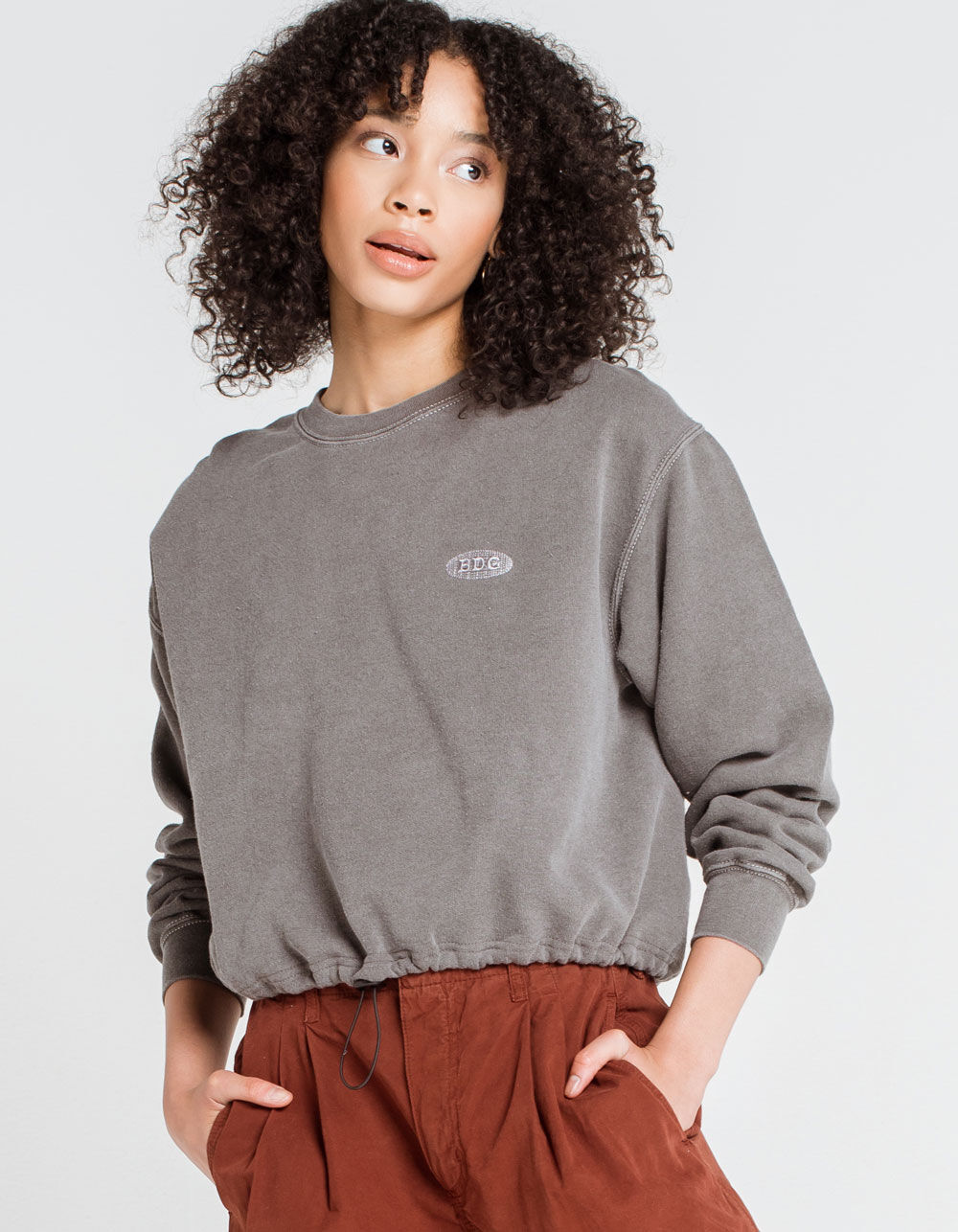 BDG Urban Outfitters Bubble Hem Womens Charcoal Sweatshirt - CHARCOAL ...