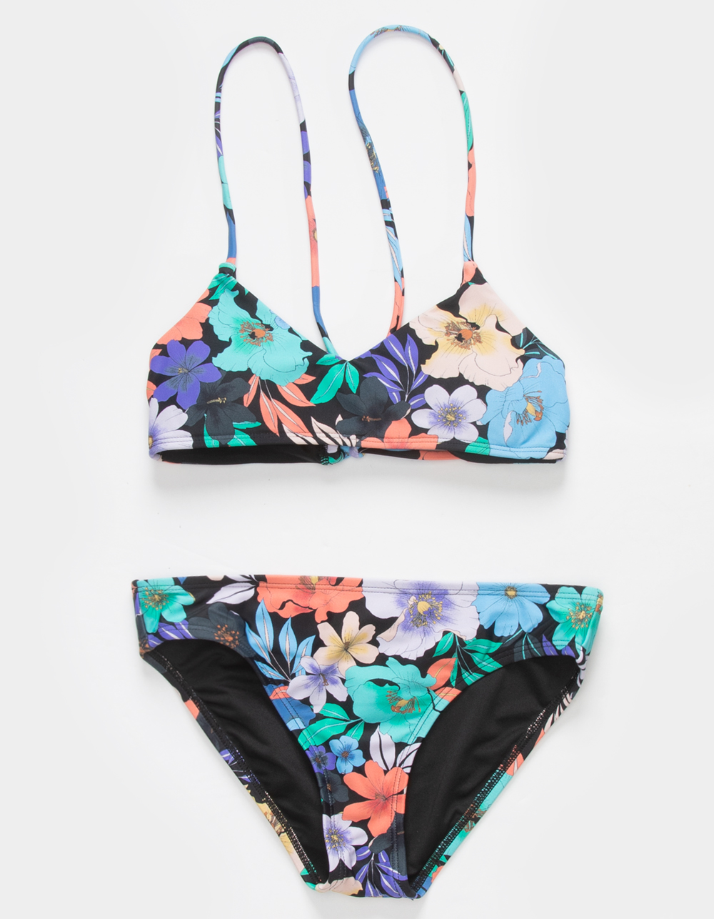 O Neill Abbie Floral Girls Strappy Bralette Bikini Swim Suit Black Combo Tillys
