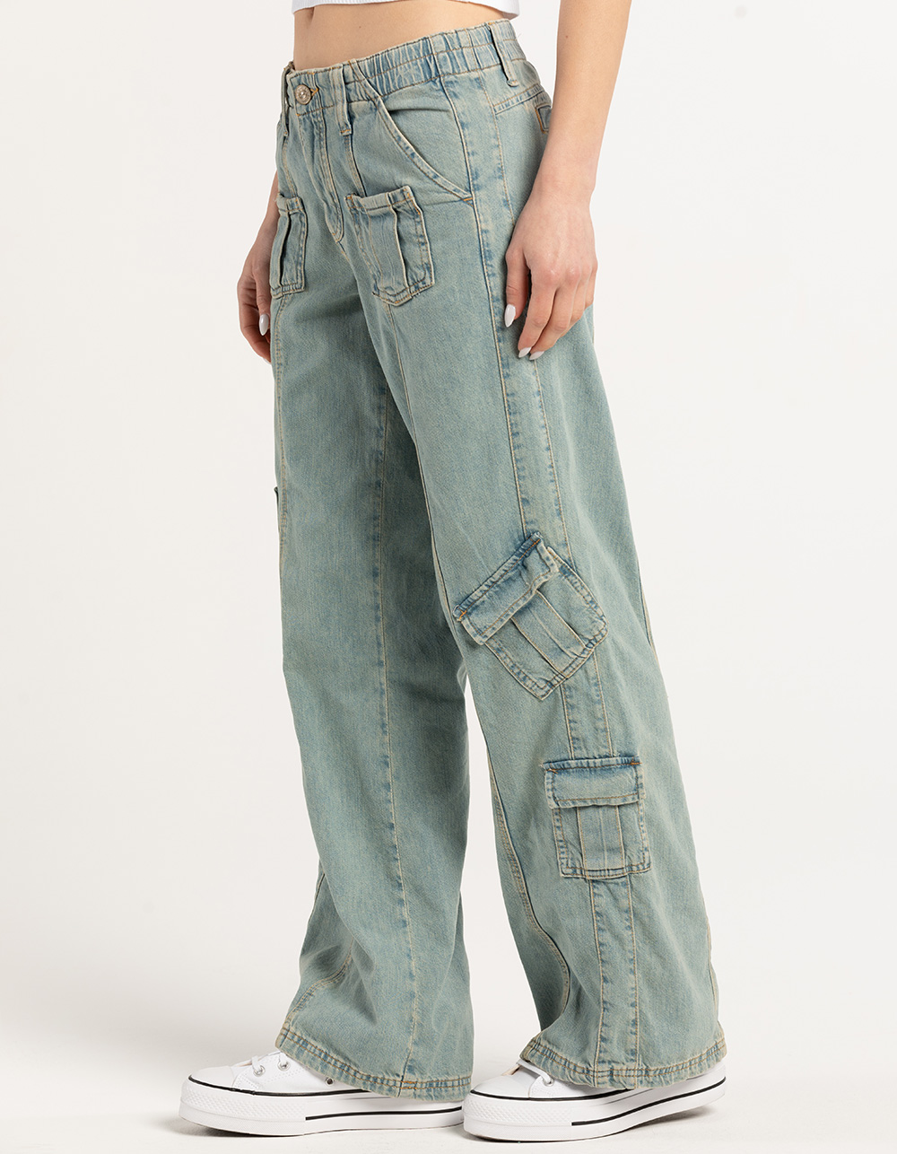 BDG Urban Outfitters Y2K Womens Denim Cargo Pants - BLEACH