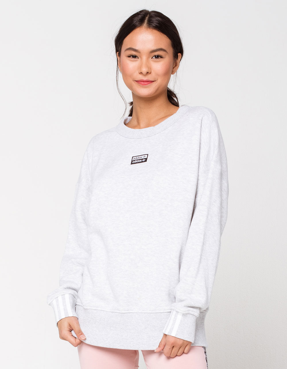 ADIDAS Light Grey Womens Oversized Sweatshirt - LIGHT GREY | Tillys
