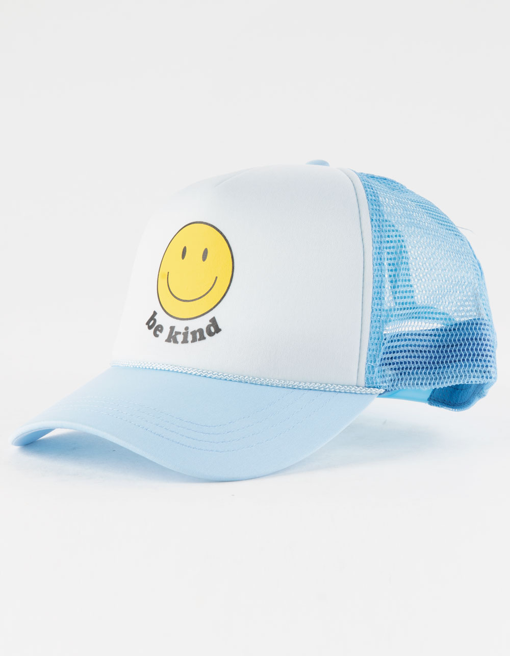 DAVID AND YOUNG Be Kind Happy Womens Trucker Hat - LIGHT BLUE | Tillys