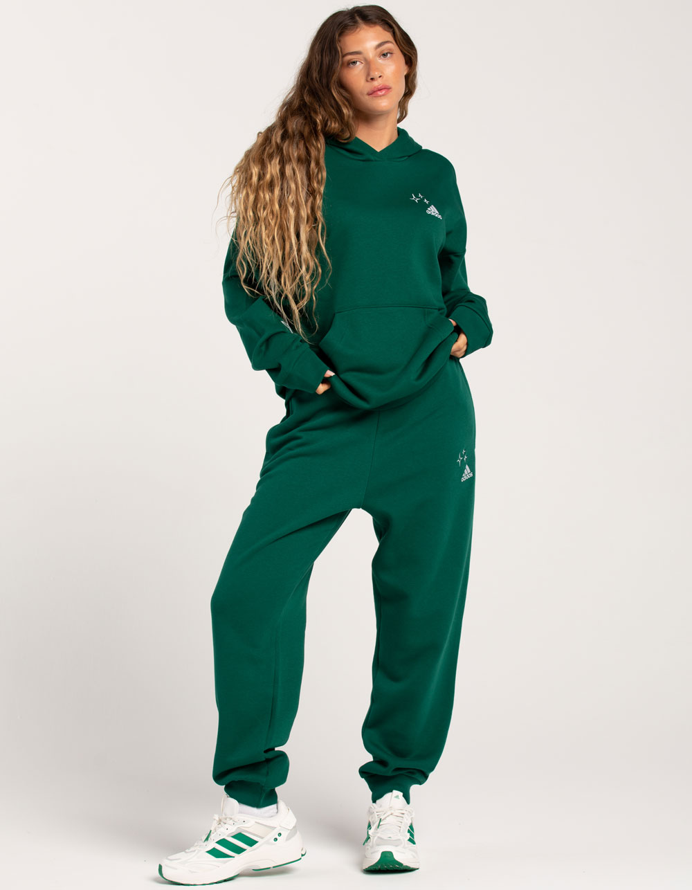 Women Green Fleece Jogger Pants
