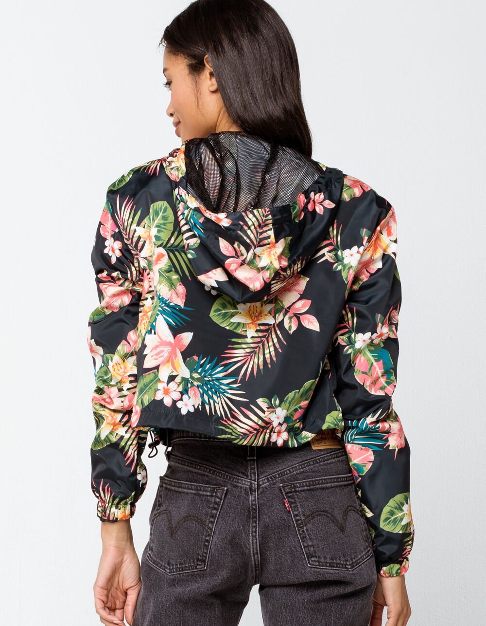 NEW LOOK Hawaiian Print Womens Black Windbreaker Jacket - BLACK | Tillys