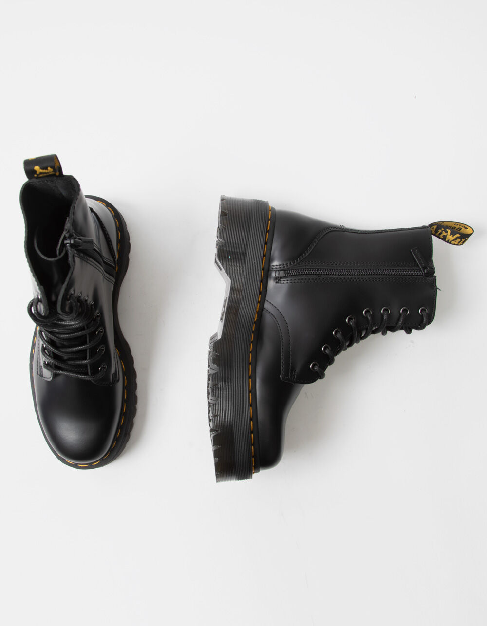 Jadon Black Leather 8-Eye Platform Boot