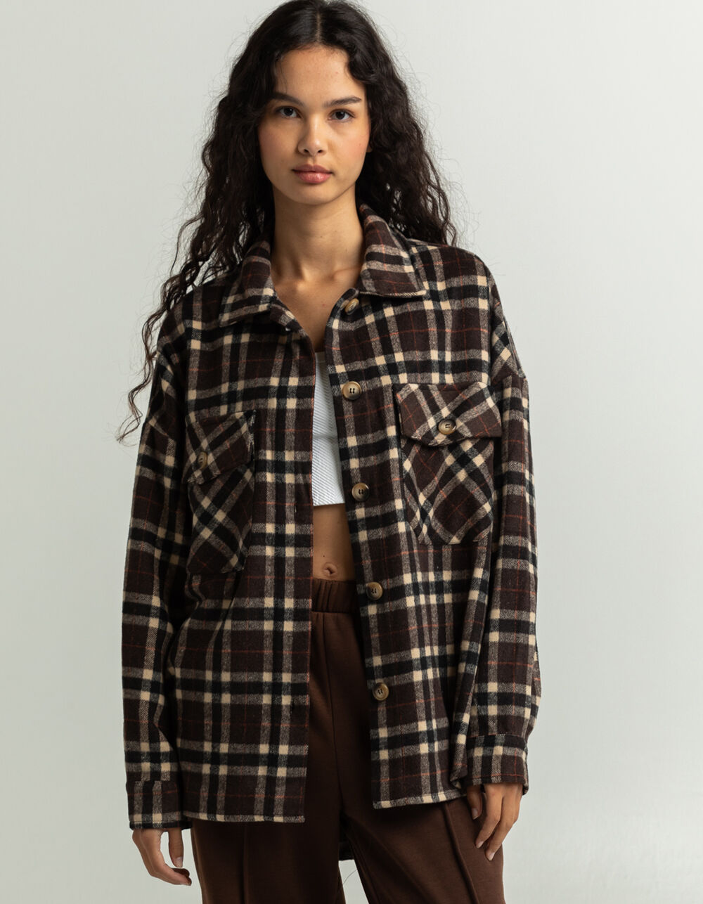 TIMING Plaid Womens Shacket - BROWN | Tillys