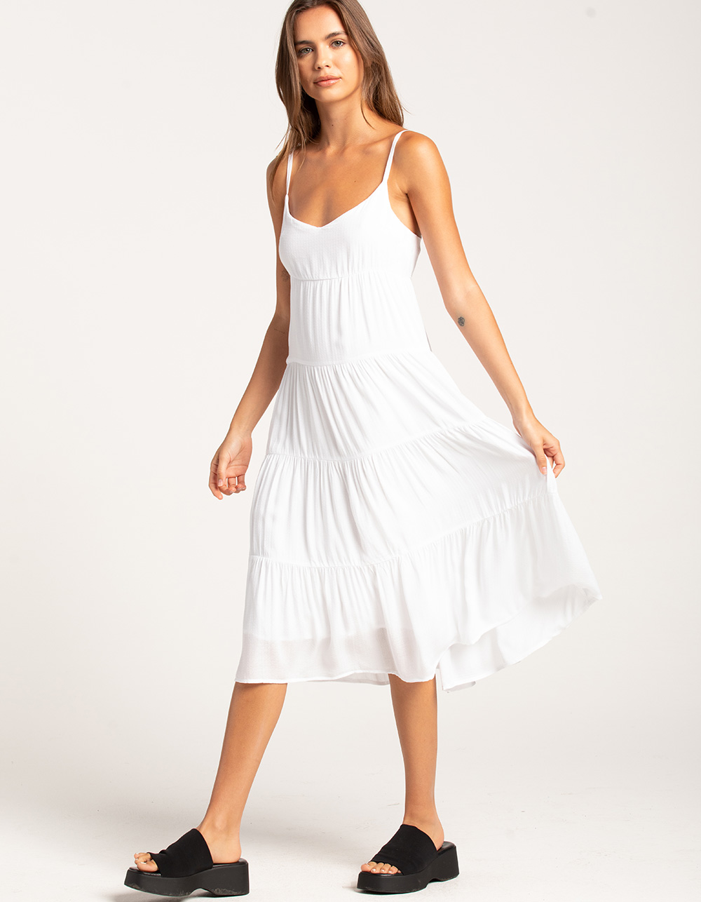 RSQ Womens Solid Tier Midi Dress - WHITE | Tillys