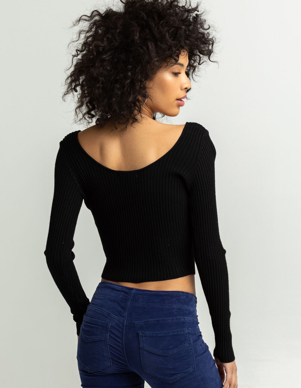 FULL TILT Scoop Zip Up Womens Sweater - BLACK | Tillys