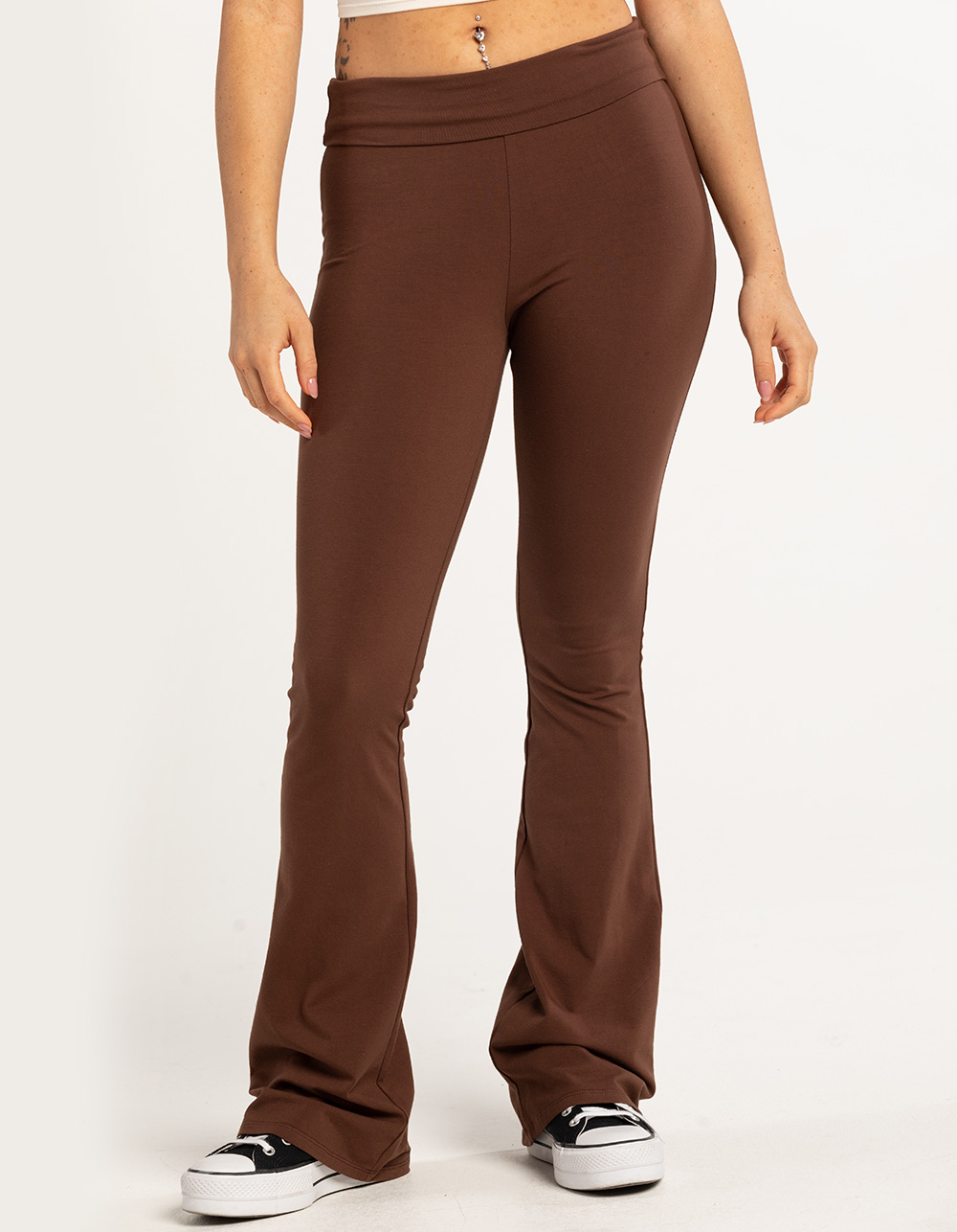High-Waisted Brown Flare Leggings For Women – Zioccie