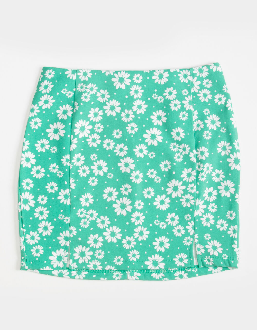 FULL TILT Girls Retro Floral Slit Skirt - GREEN