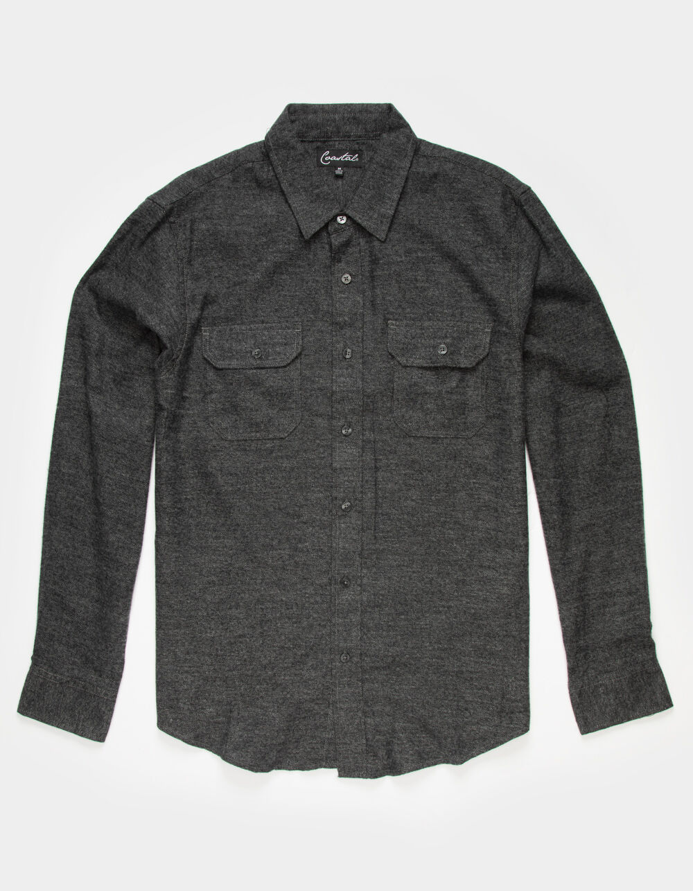 COASTAL Herringbone Mens Charcoal Flannel Shirt - CHARCOAL | Tillys