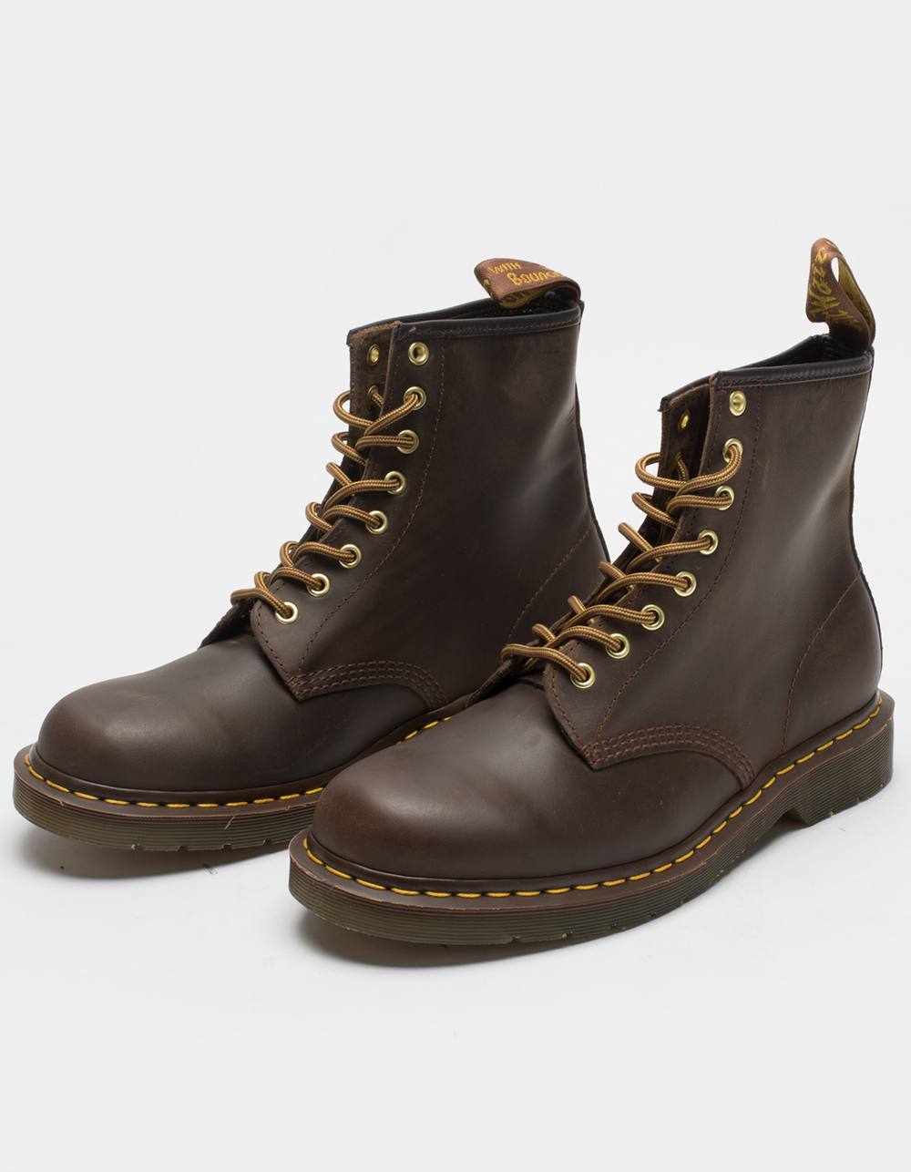 DR MARTENS 1460 Crazy Horse Leather Lace Up Mens Boots - BROWN