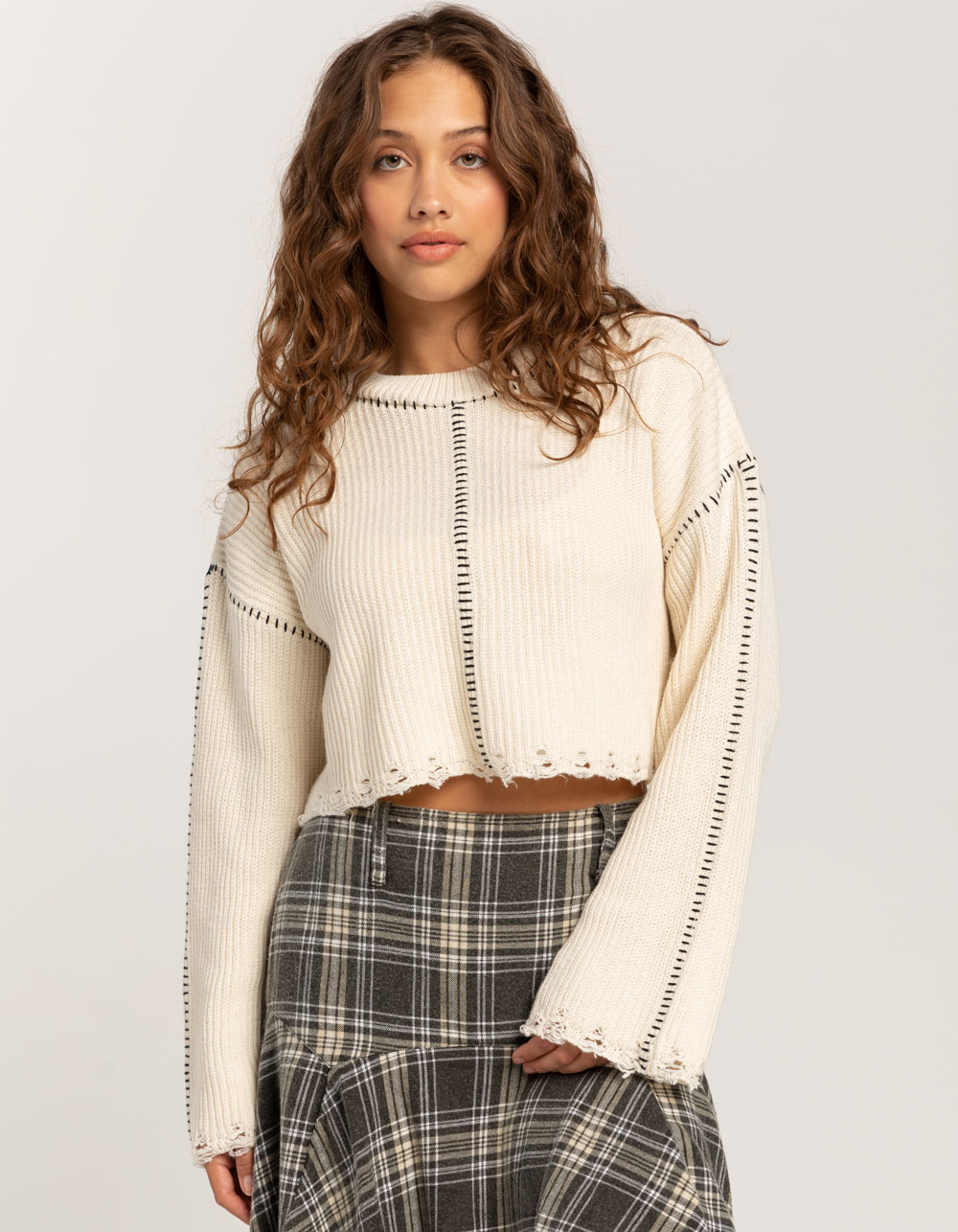 BDG Urban Outfitters Cropped Stitch CREAM Womens | Tillys Sweater 