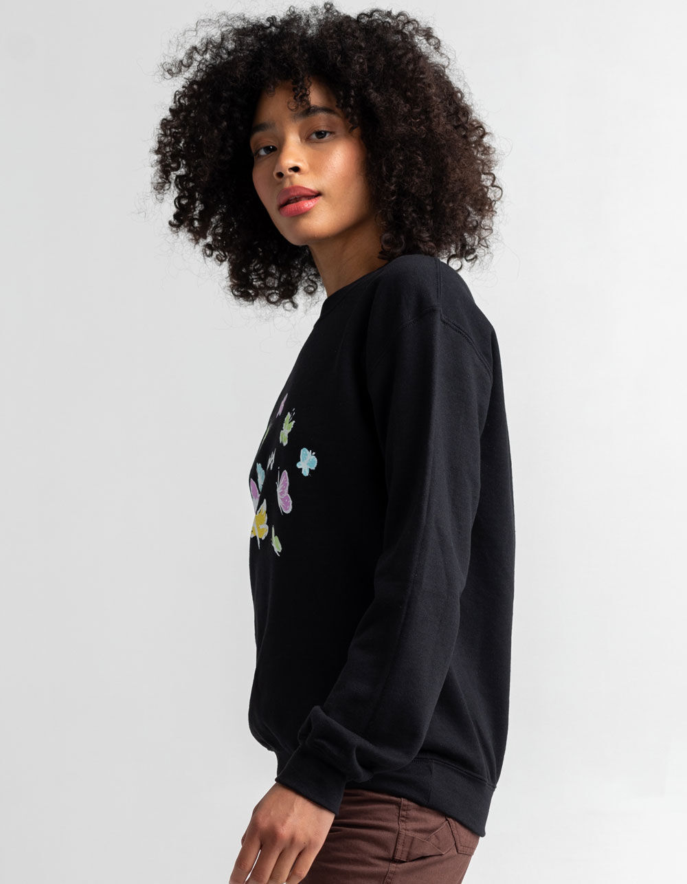 OBEY Sketched Butterfly Womens Crew Sweatshirt - BLACK | Tillys