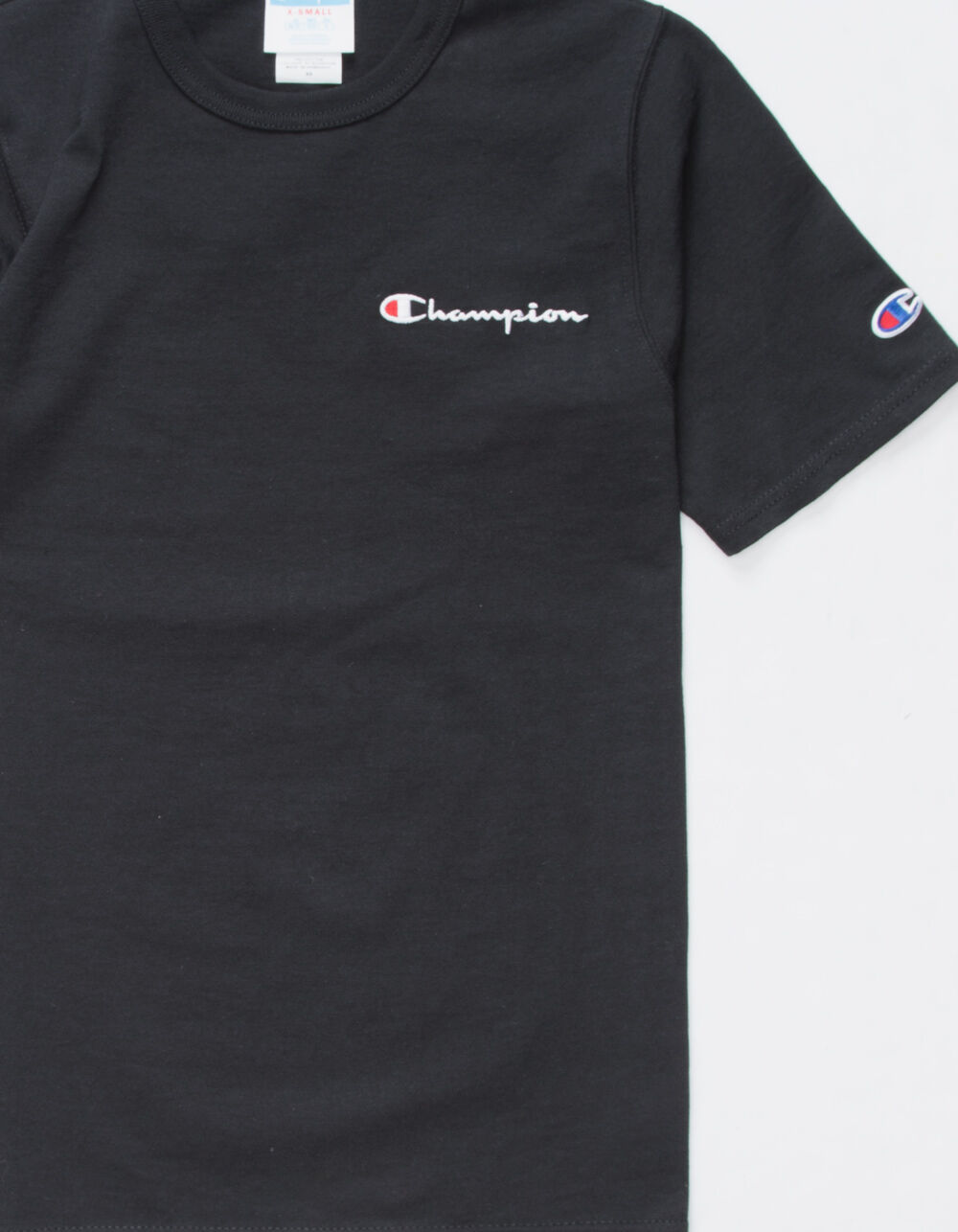CHAMPION Embroidered Script Logo Black Mens T-Shirt - BLACK | Tillys