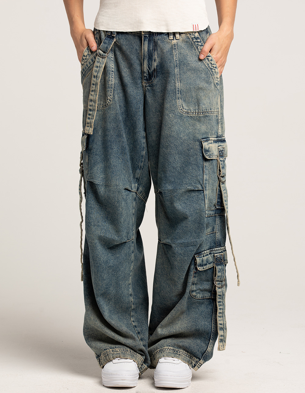 BDG Urban Outfitters Strappy Denim Womens Cargo Pants - TINTED DENIM ...
