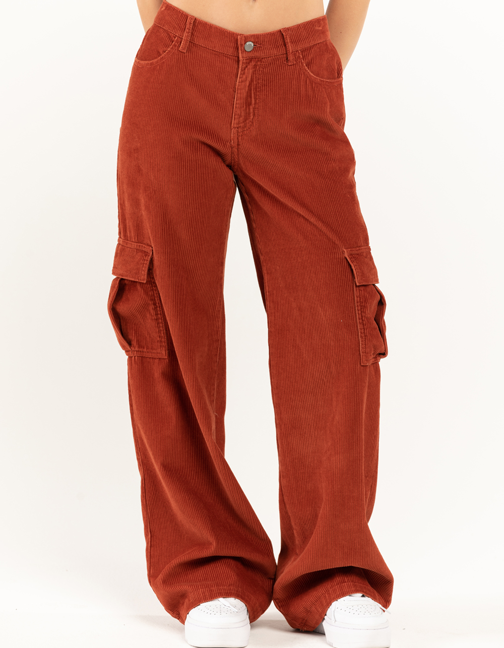 RSQ Womens Low Rise Cargo Corduroy Puddle Pants - SUNBAKED | Tillys