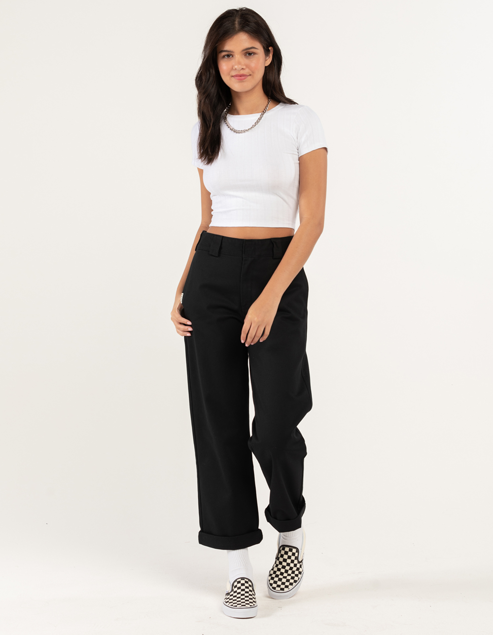 BOZZOLO Wide Rib Womens Crew Neck Top - WHITE | Tillys