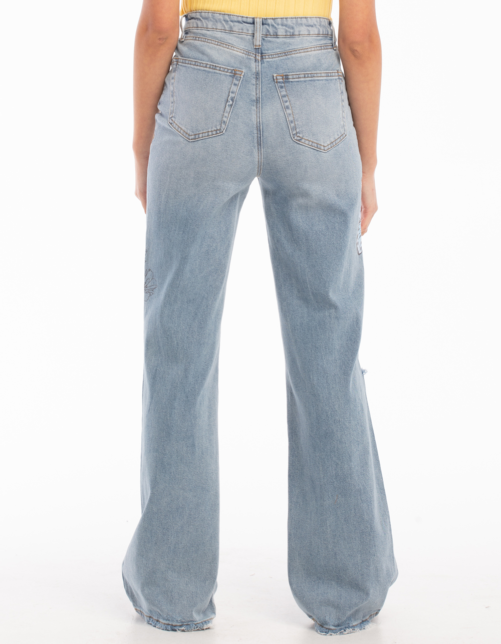 TINSELTOWN High Rise Graphic Wide Leg Jeans - MEDIUM WASH | Tillys
