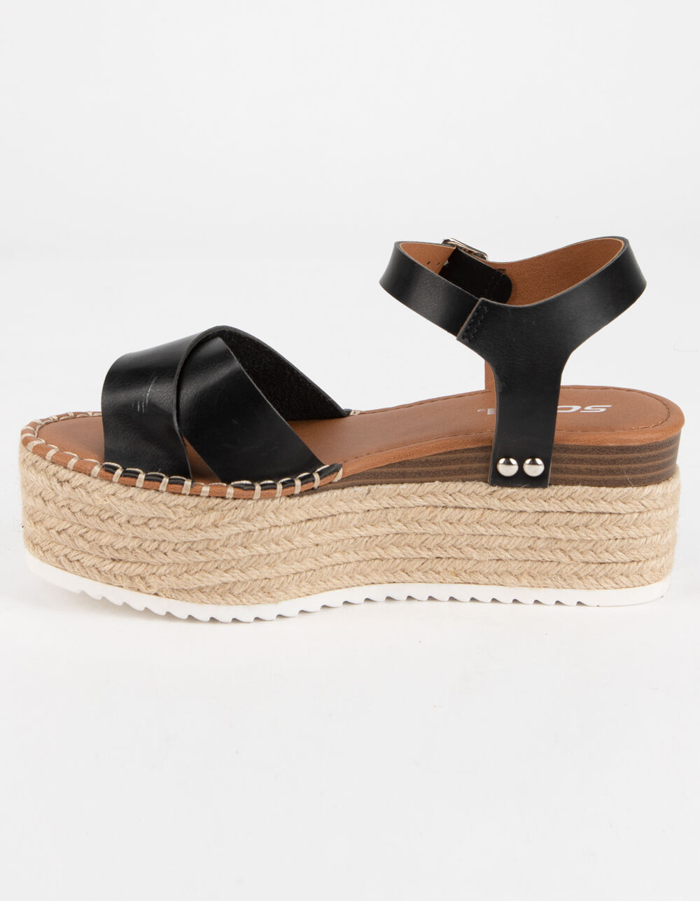 SODA High Ankle Strap Womens Black Flatform Sandals - BLACK | Tillys