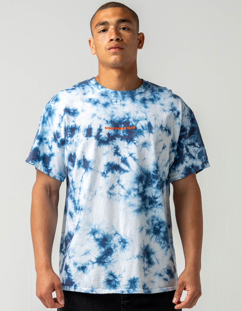 BDG Urban Outfitters Tie Dye Embroidered Mens Blue Combo T-Shirt - BLUE ...