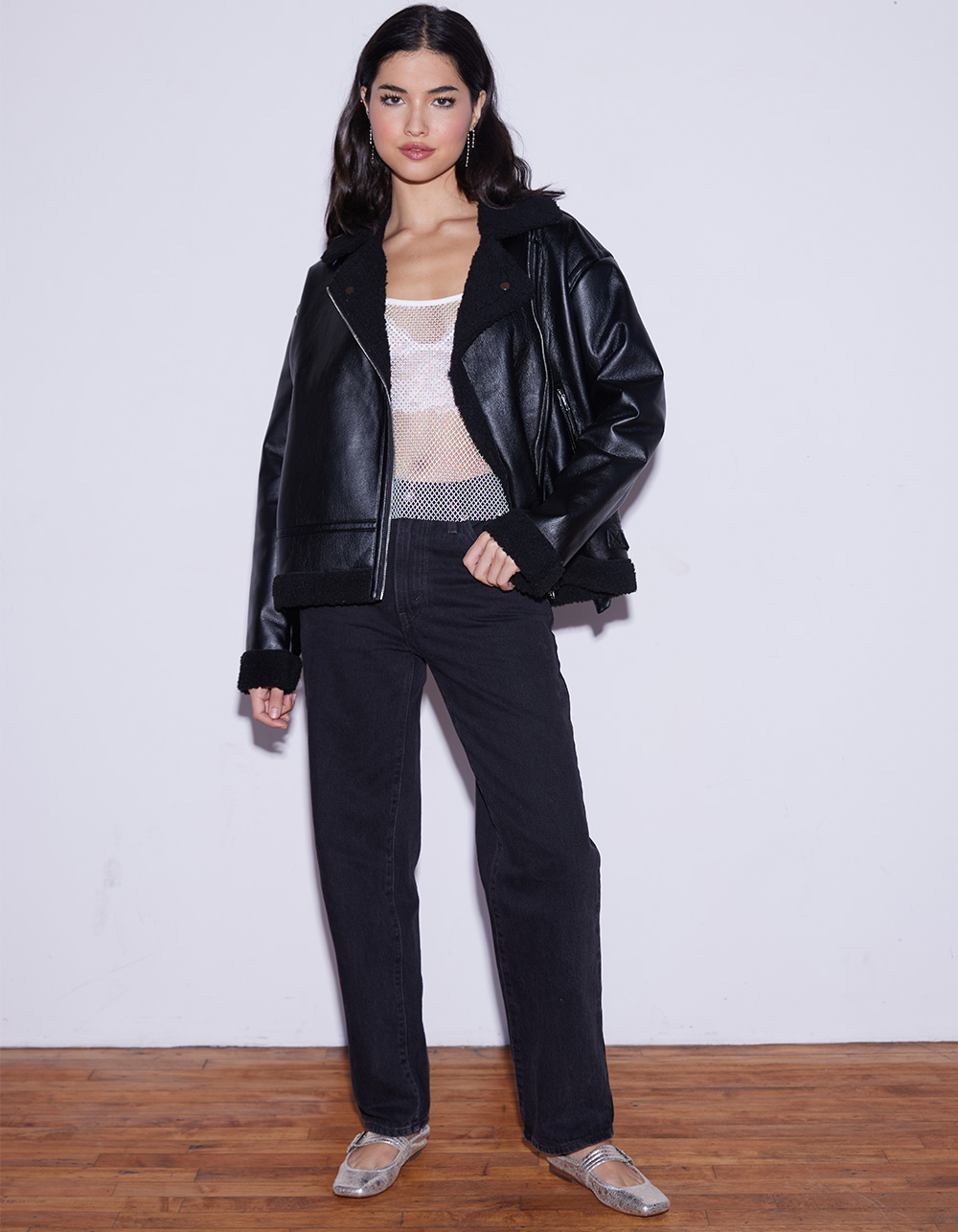 WEST OF MELROSE Faux Leather Shearling Womens Jacket - BLACK | Tillys